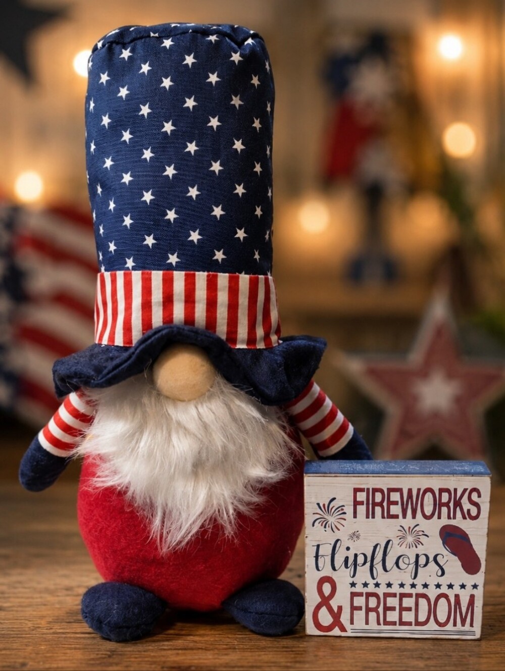 Patriotic Gnome Plush "Fireworks, Flipflops & Freedom"